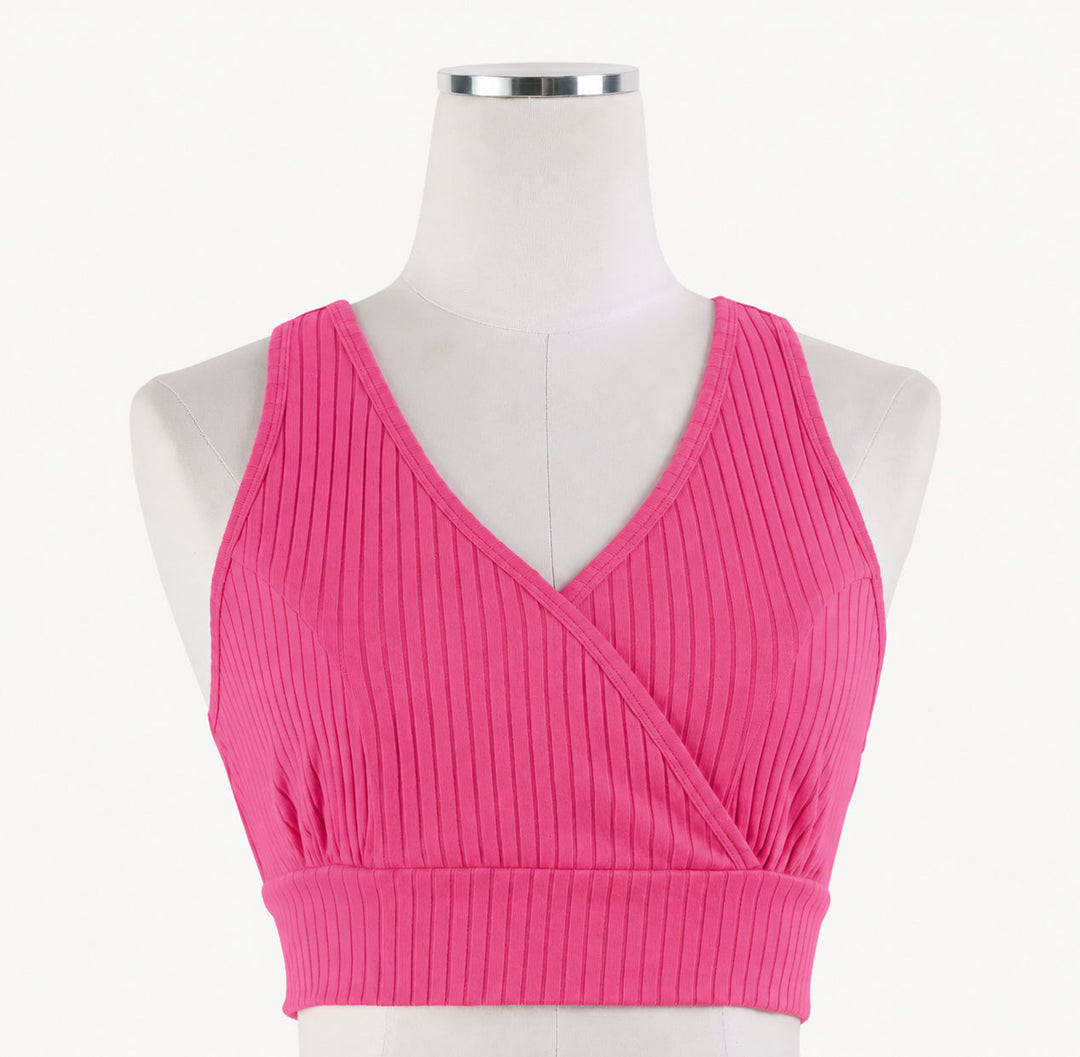 PREORDER womens sleep bra | hibiscus | organic cotton wide rib