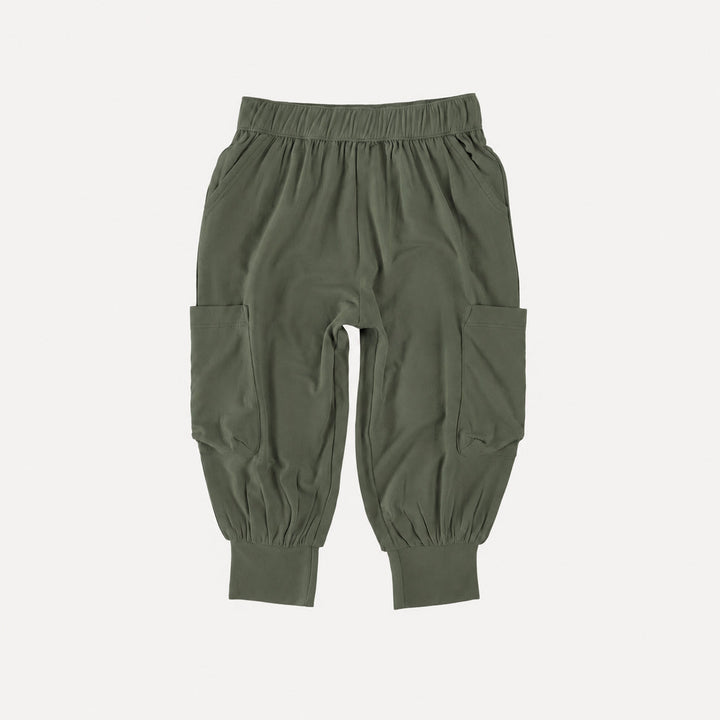 PREORDER cargo bubble pant | bronze green | organic cotton interlock