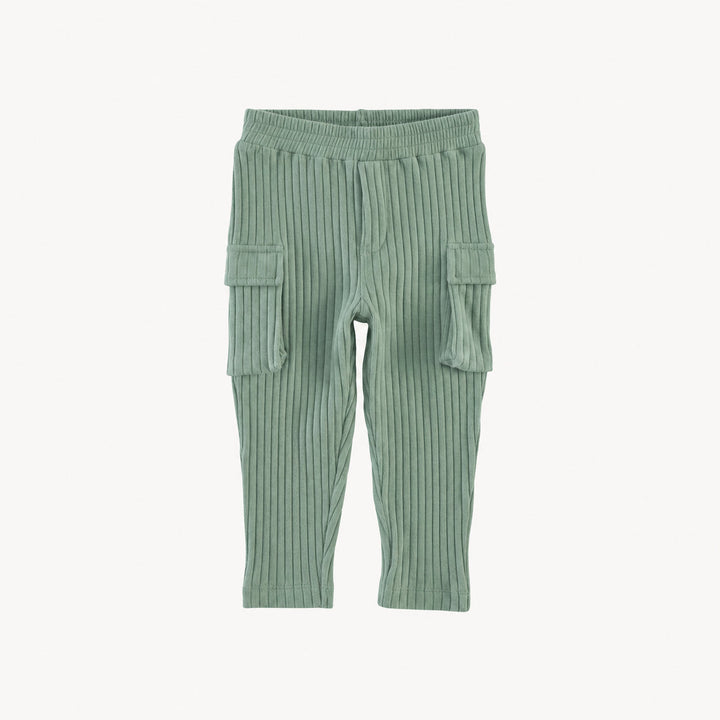 PREORDER skinny cargo pant | jadeite | organic cotton wide rib