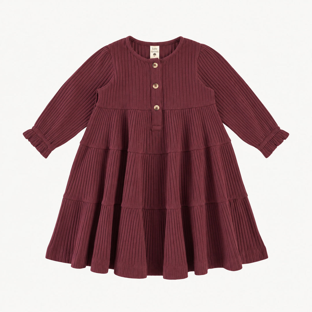 PREORDER long sleeve prairie dress | wild ginger | organic cotton wide rib