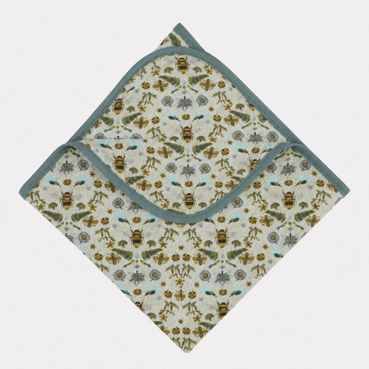 PREORDER double layer blanket | green litho bee | bamboo
