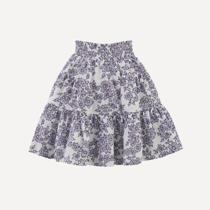 smocked tiered gathered maxi skirt | lavender wildflower | organic cotton gauze