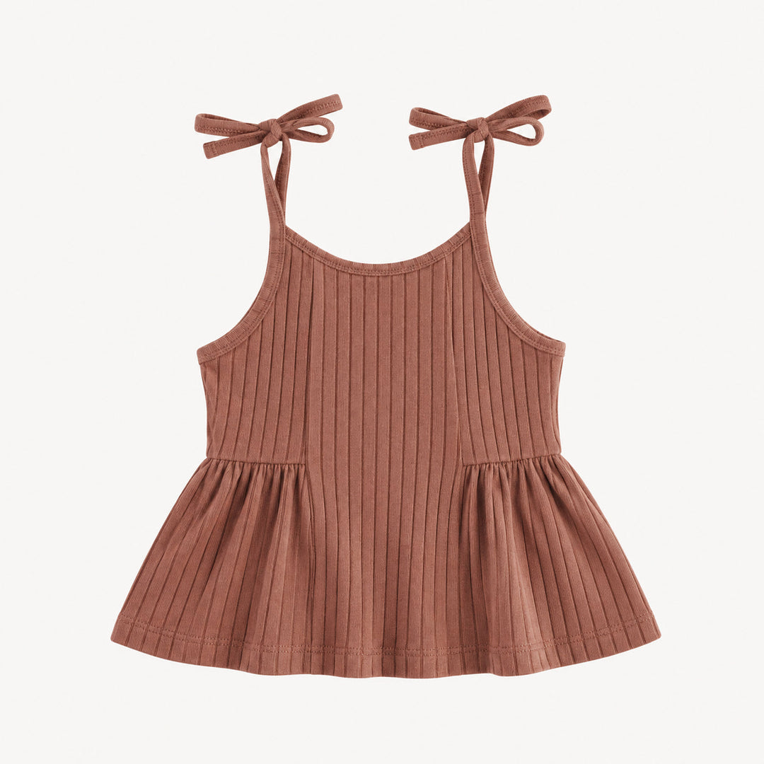 PREORDER spaghetti tie ballerina top | patina | organic cotton wide rib