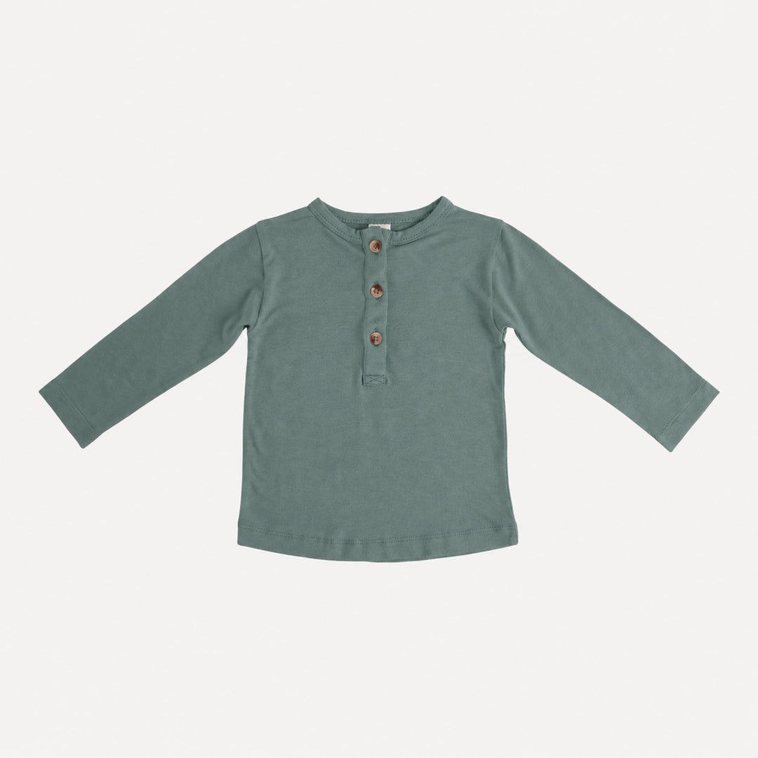 PREORDER long sleeve basic henley tee | forest | bamboo