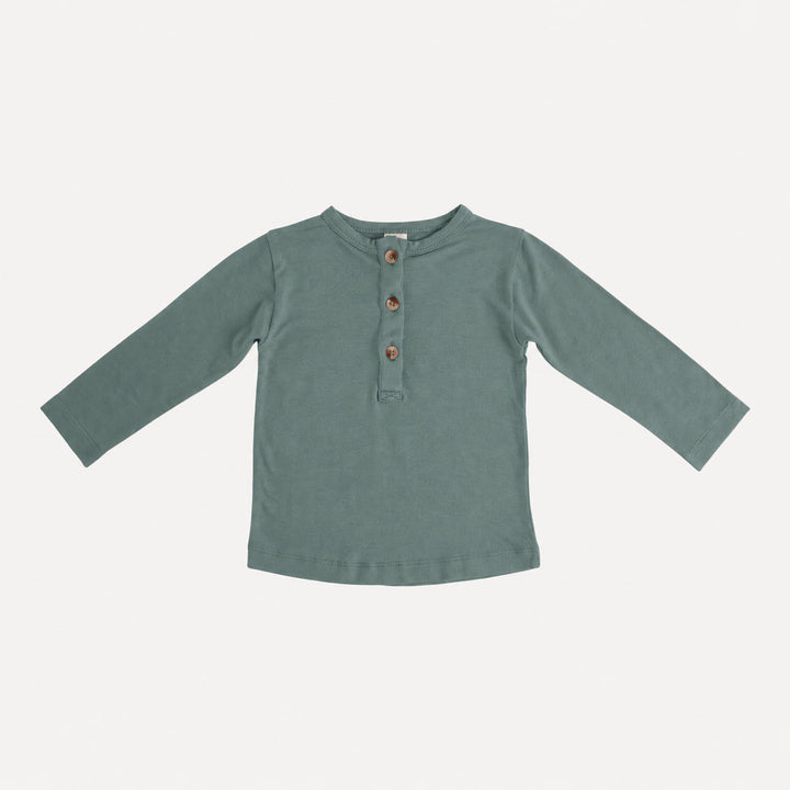 PREORDER long sleeve basic henley tee | forest | bamboo