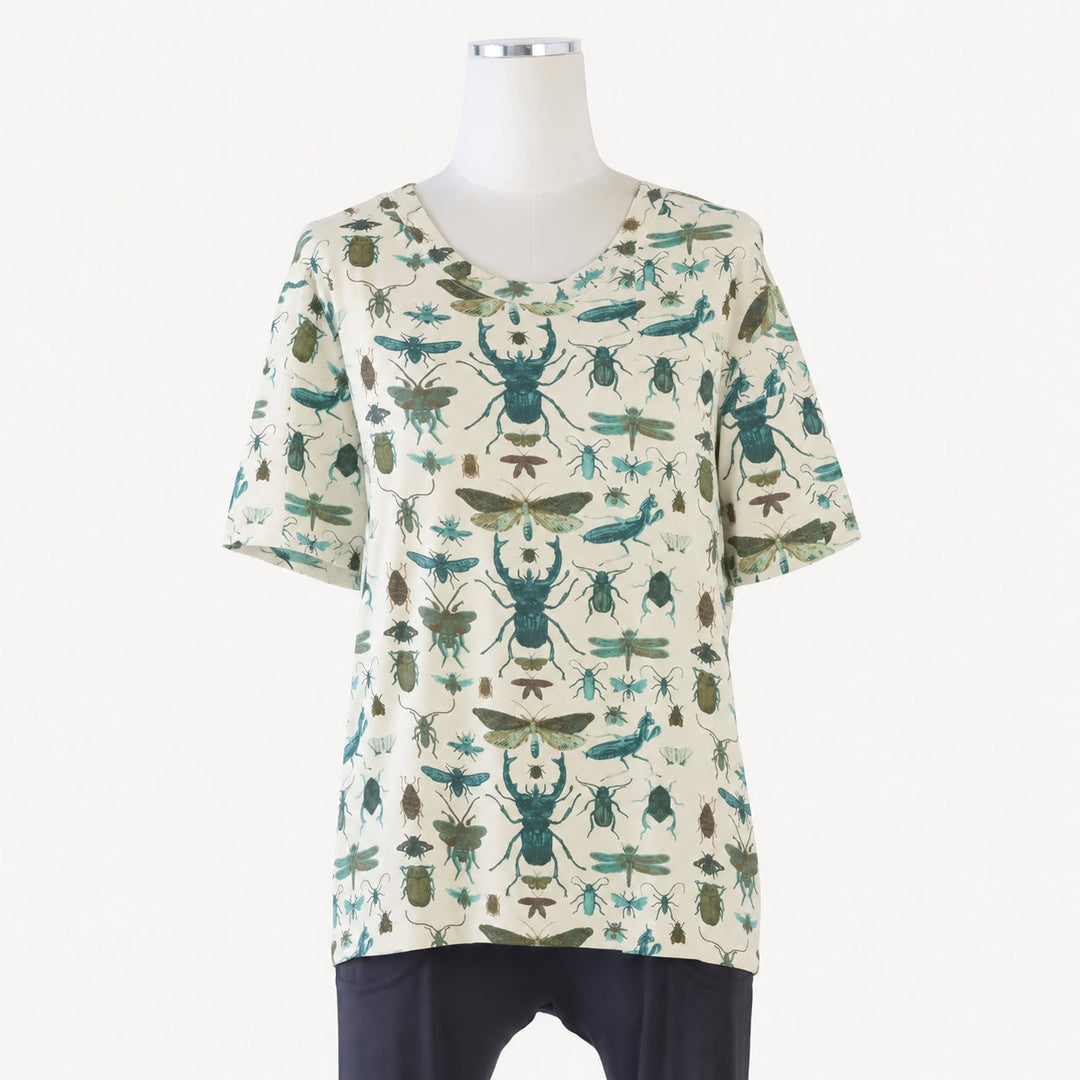 PREORDER womens short sleeve boxy tee | aqua insects | modal