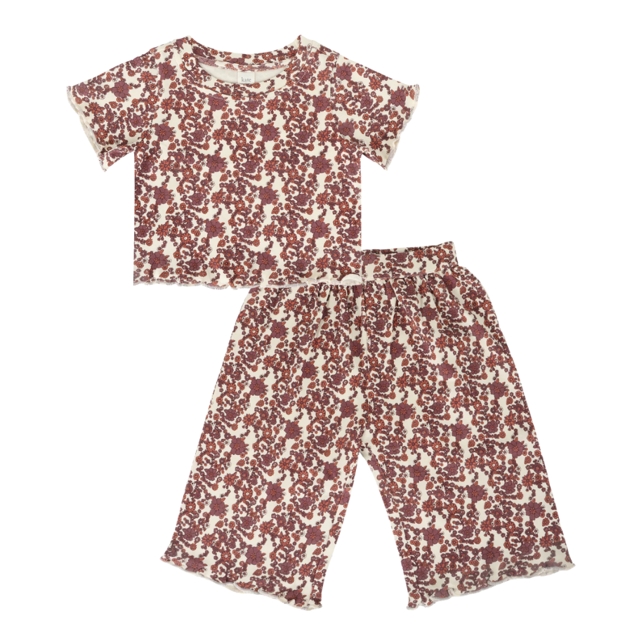 short sleeve jade set | clay ditsy | organic cotton interlock