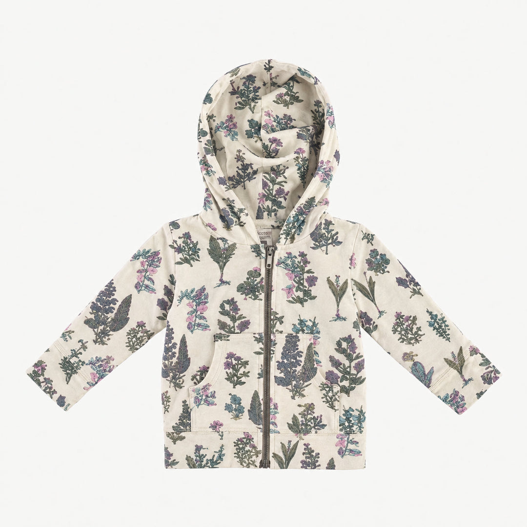 PREORDER long sleeve skinny zipper pocket hoodie | litho floral | modal