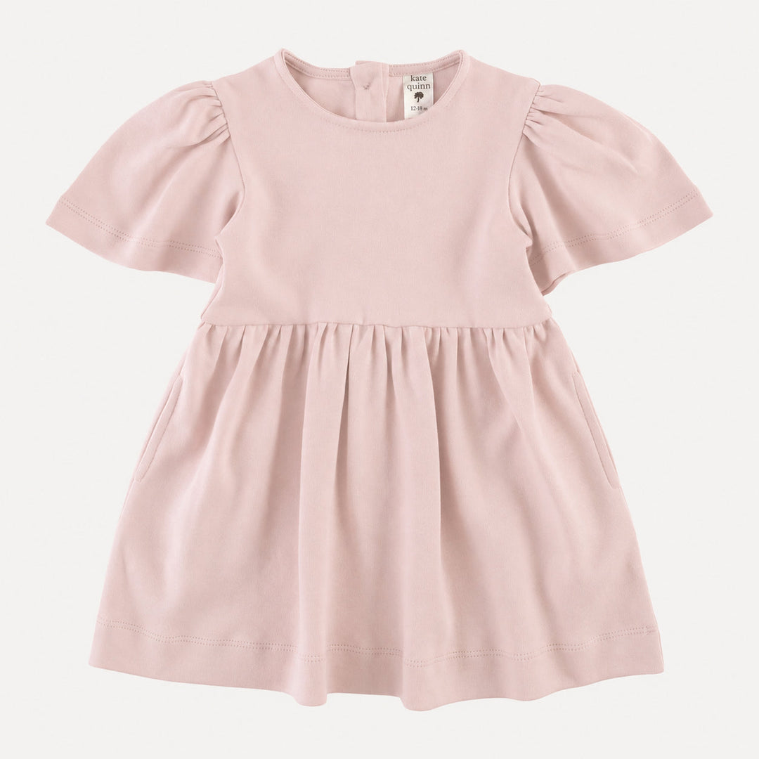 PREORDER bell sleeve dress | pink dogwood | organic cotton interlock