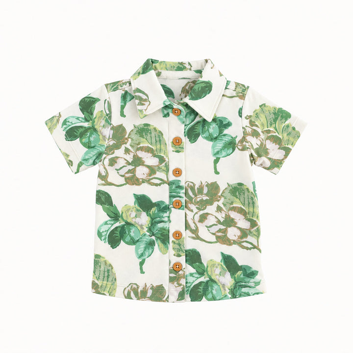 PREORDER short sleeve collard button up tee | magnolia | modal