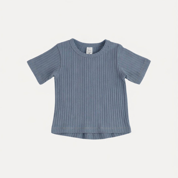 short sleeve essential boxy tee | london blue | organic cotton wide rib