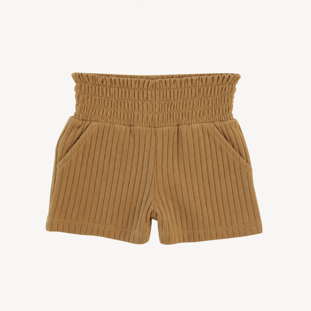 PREORDER smocked short | apple cinnamon | organic cotton wide rib