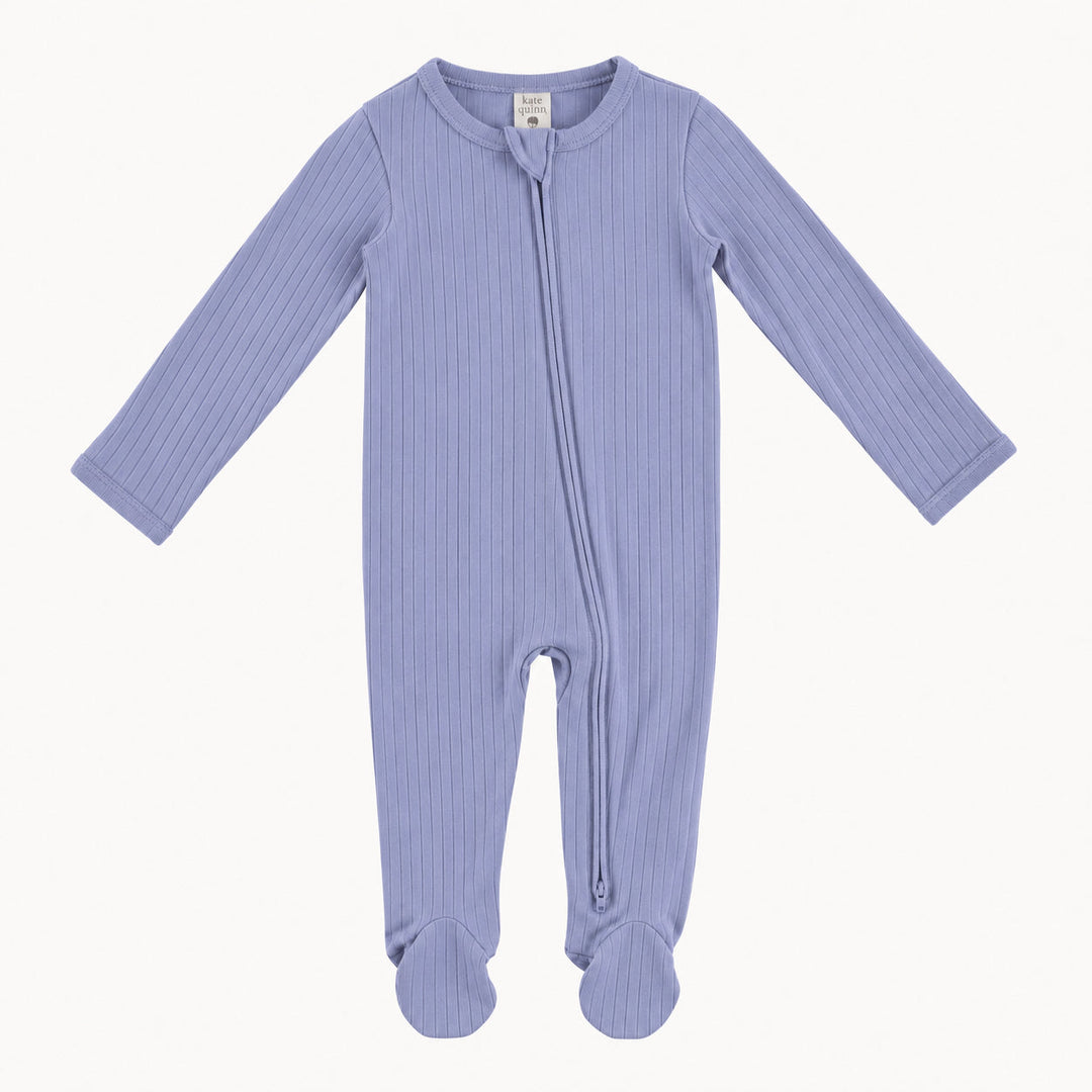PREORDER long sleeve two way zipper footie | hydrangea | woods rib