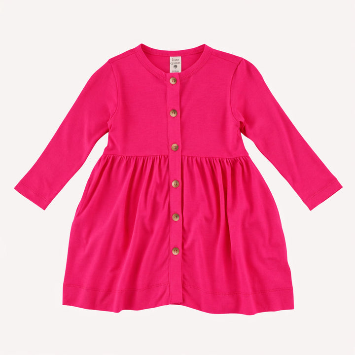 long sleeve button dress | hot fuchsia | bamboo
