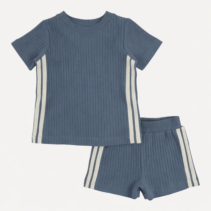 andrew short set | london blue | organic cotton wide rib