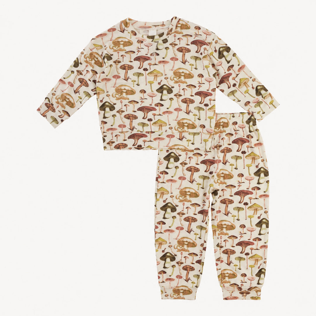 PREORDER long sleeve cuffed jogger set | litho mushroom | modal