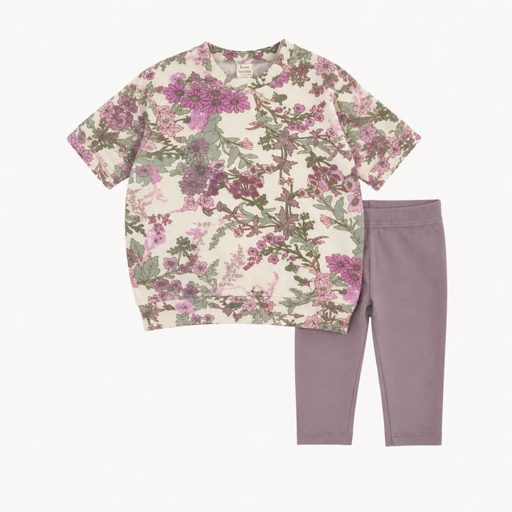 PREORDER short sleeve oversized sweatshirt + cropped legging set | violet queen annes lace | modal