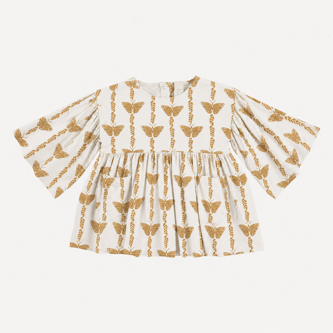 PREORDER bell sleeve gathered tunic | butterfly vine | bamboo
