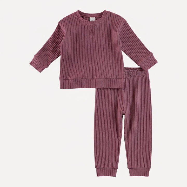 long sleeve cuffed jogger set | wild ginger | organic cotton wide rib