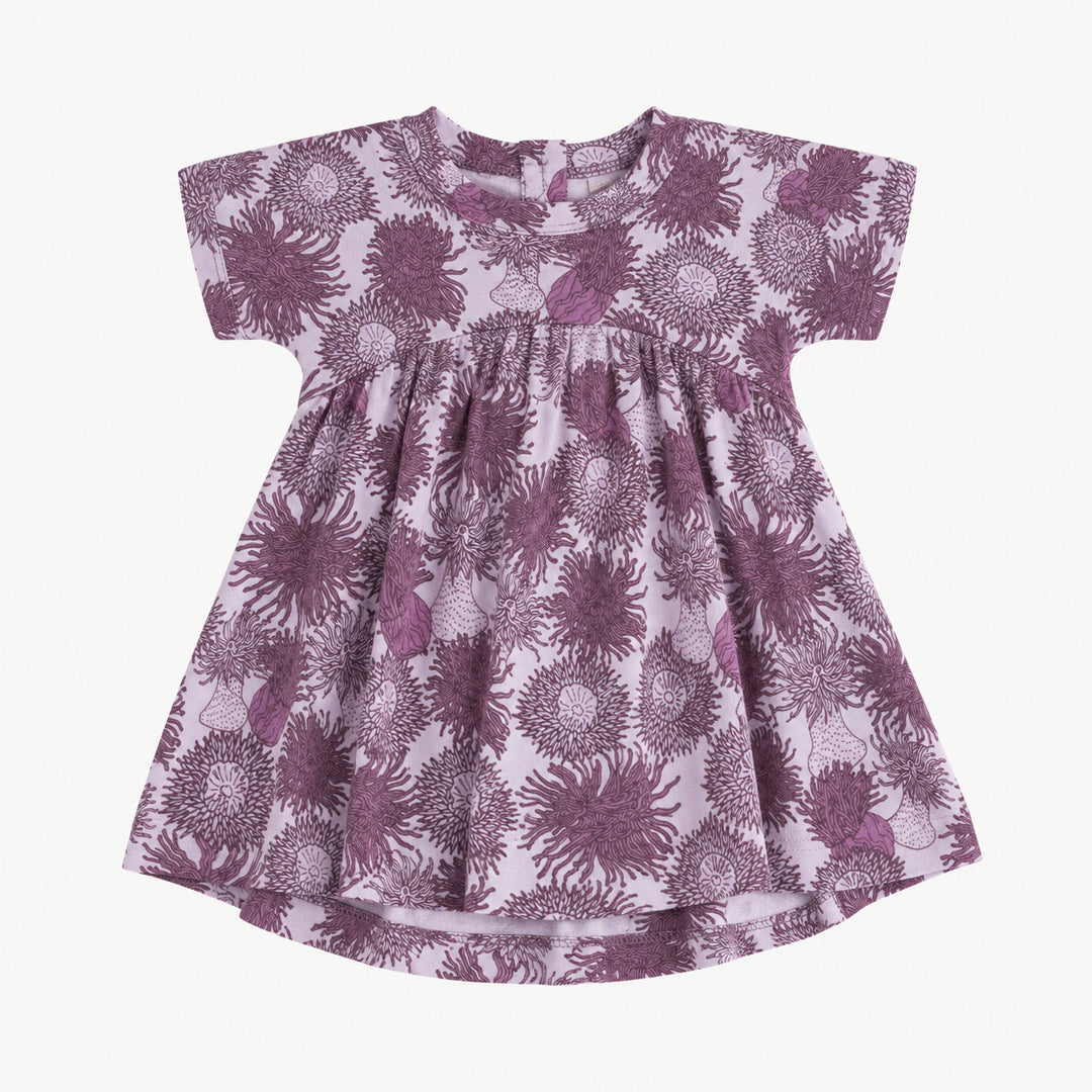 PREORDER short sleeve gathered t-shirt dress | purple anemone | modal