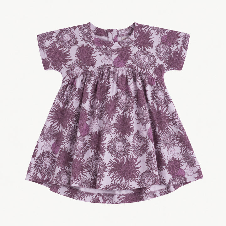 PREORDER short sleeve gathered t-shirt dress | purple anemone | modal