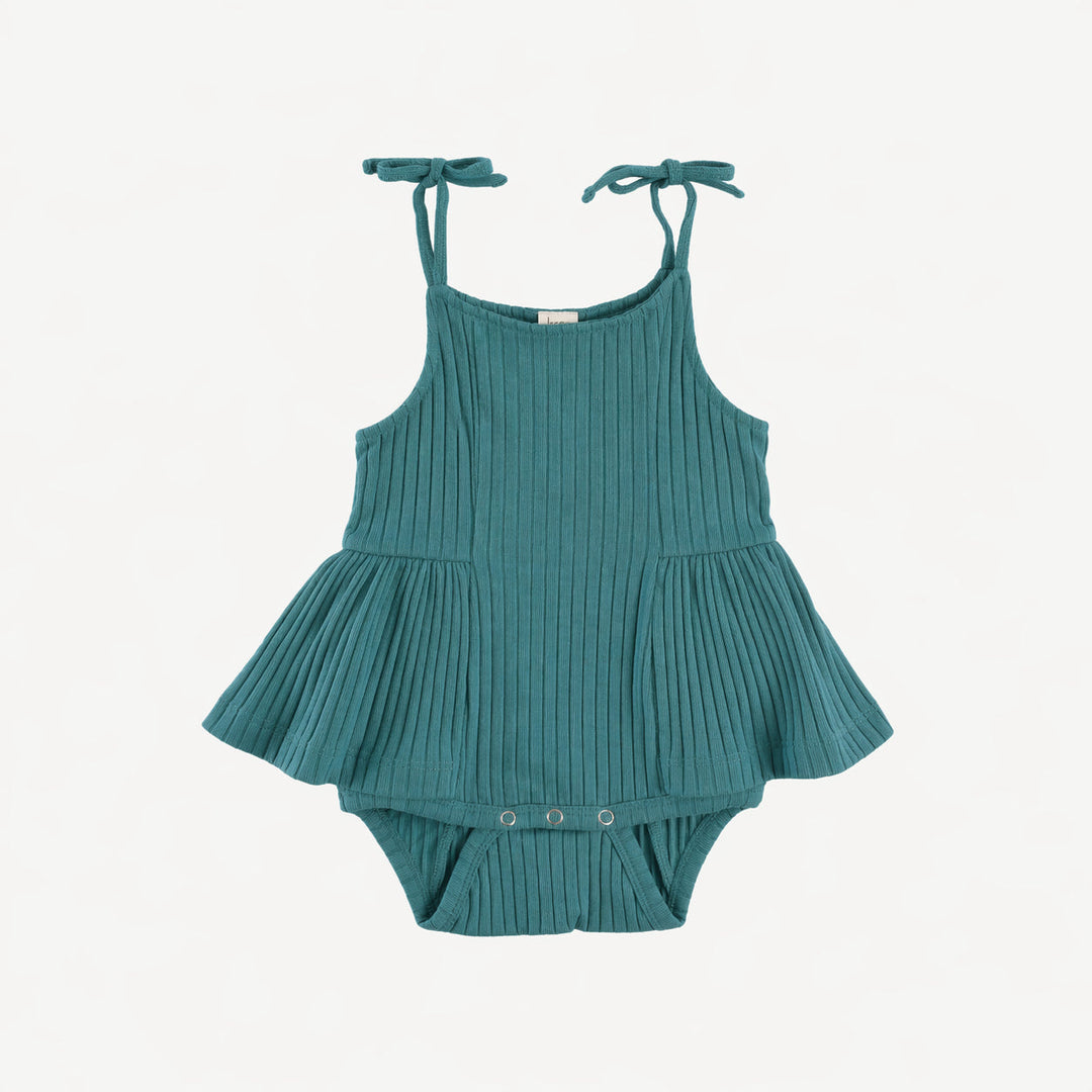 PREORDER spaghetti tie ballerina bubble | sea pine | organic cotton wide rib