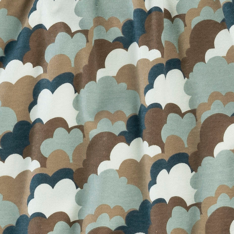 short sleeve ringer tee | 70s blue clouds | organic cotton interlock