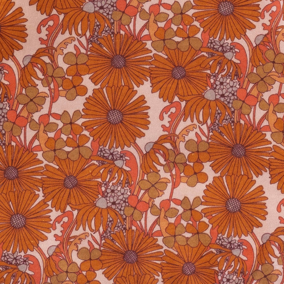 long bubble sleeve top | 70s orange bold daisy | organic cotton interlock