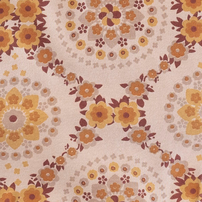 long bubble sleeve dress | 70s rose floral wallpaper | organic cotton interlock