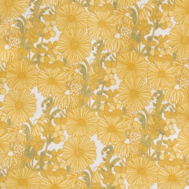 tie overall gaucho jumpsuit | 70s yellow bold daisy | organic cotton interlock