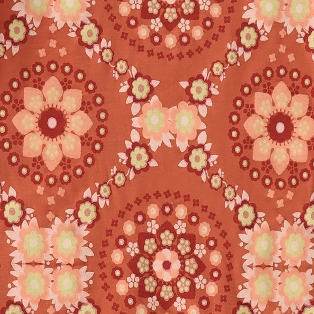 long sleeve piped cargo pocket dress | 70s floral wallpaper | bamboo