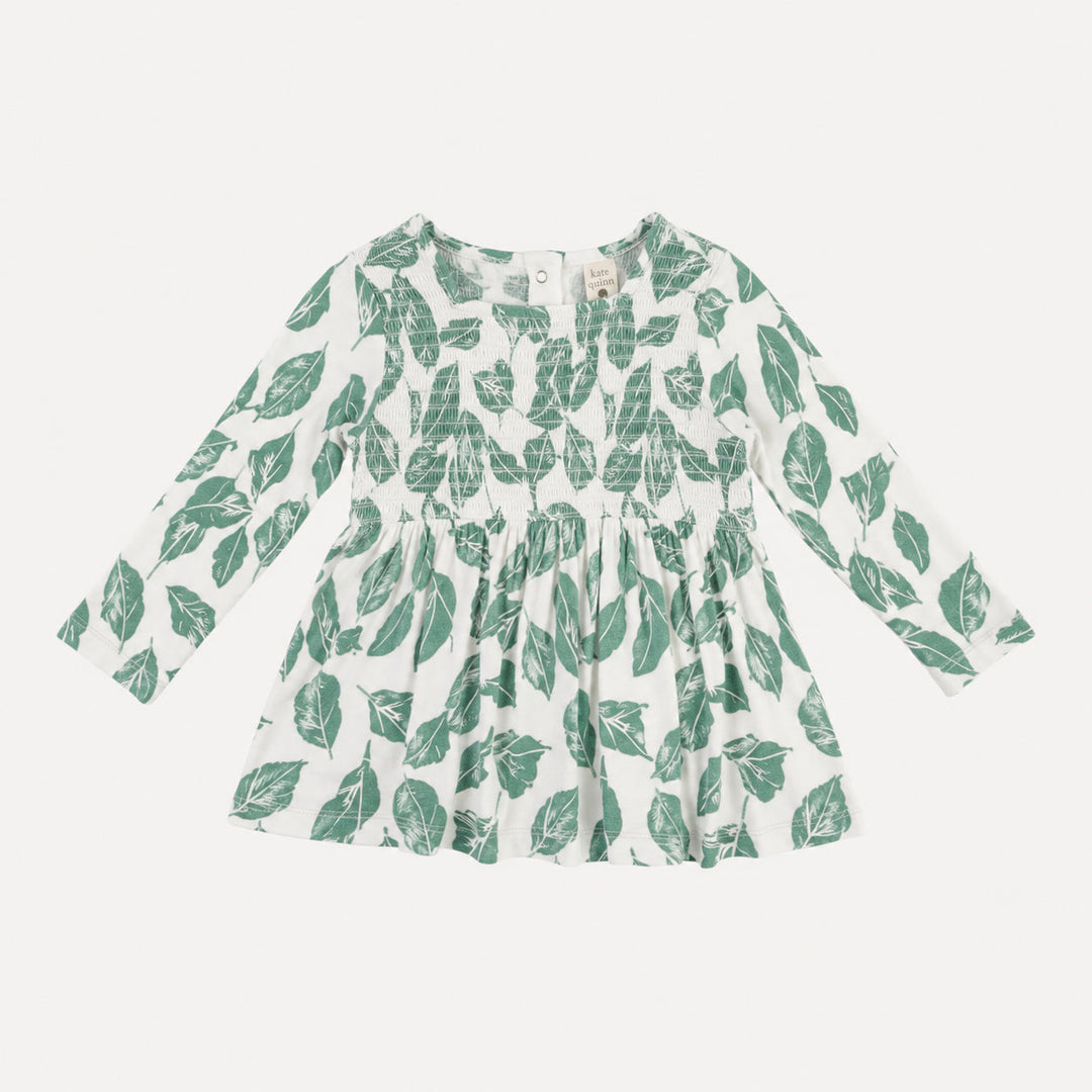 PREORDER long sleeve square neck smocked top | jade leaf | bamboo