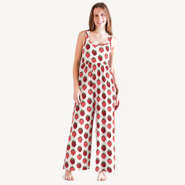 PREORDER womens high waist jumpsuit | strawberry | modal