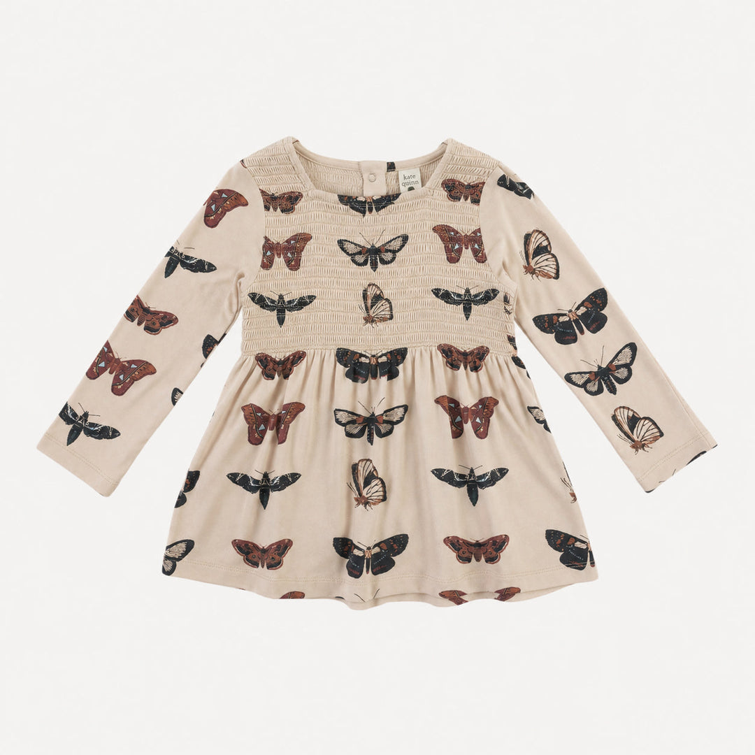 PREORDER long sleeve square neck smocked top | moths | bamboo