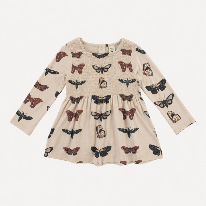 PREORDER long sleeve square neck smocked top | moths | bamboo