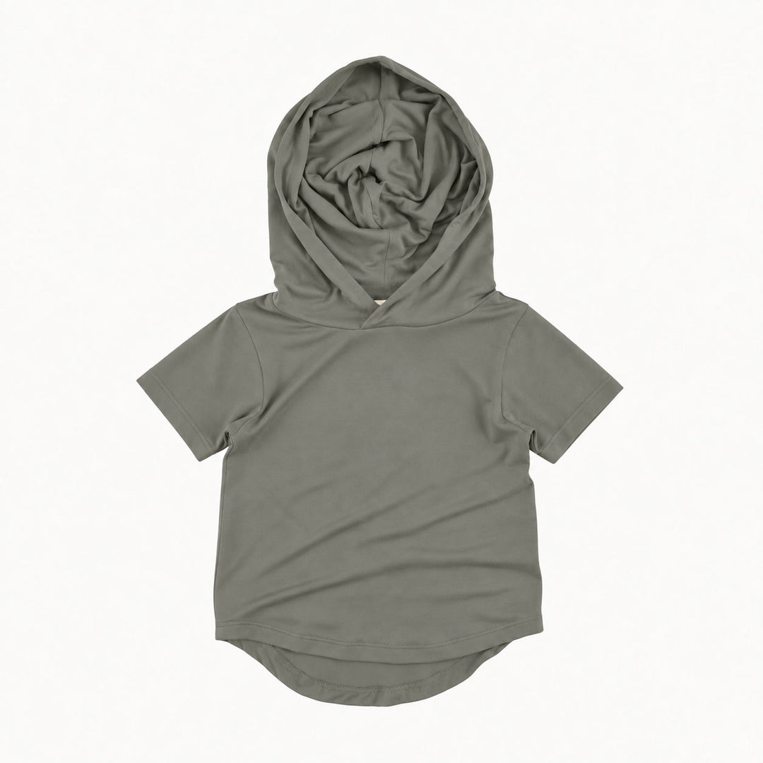 PREORDER short sleeve shirt tail hoodie | vetiver | modal