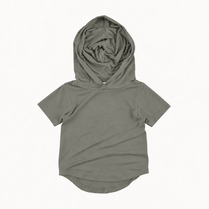 PREORDER short sleeve shirt tail hoodie | vetiver | modal