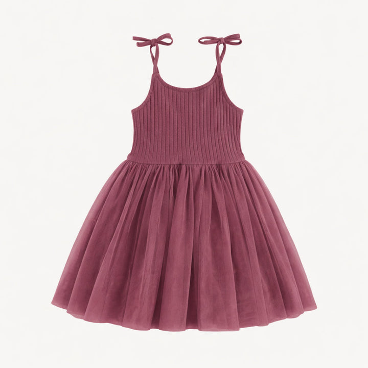 spaghetti tie ballerina tulle dress | wild ginger | organic cotton wide rib