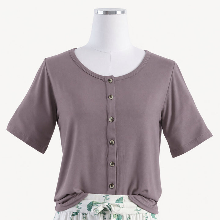 PREORDER womens skinny button down tee | quail | modal