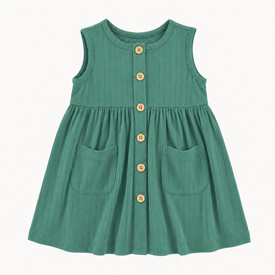 PREORDER pinafore apron button pocket dress | wasabi | woods rib