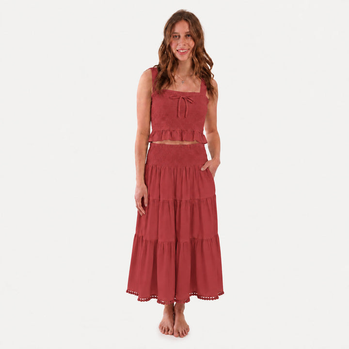 PREORDER womens clara set | pom red | modal