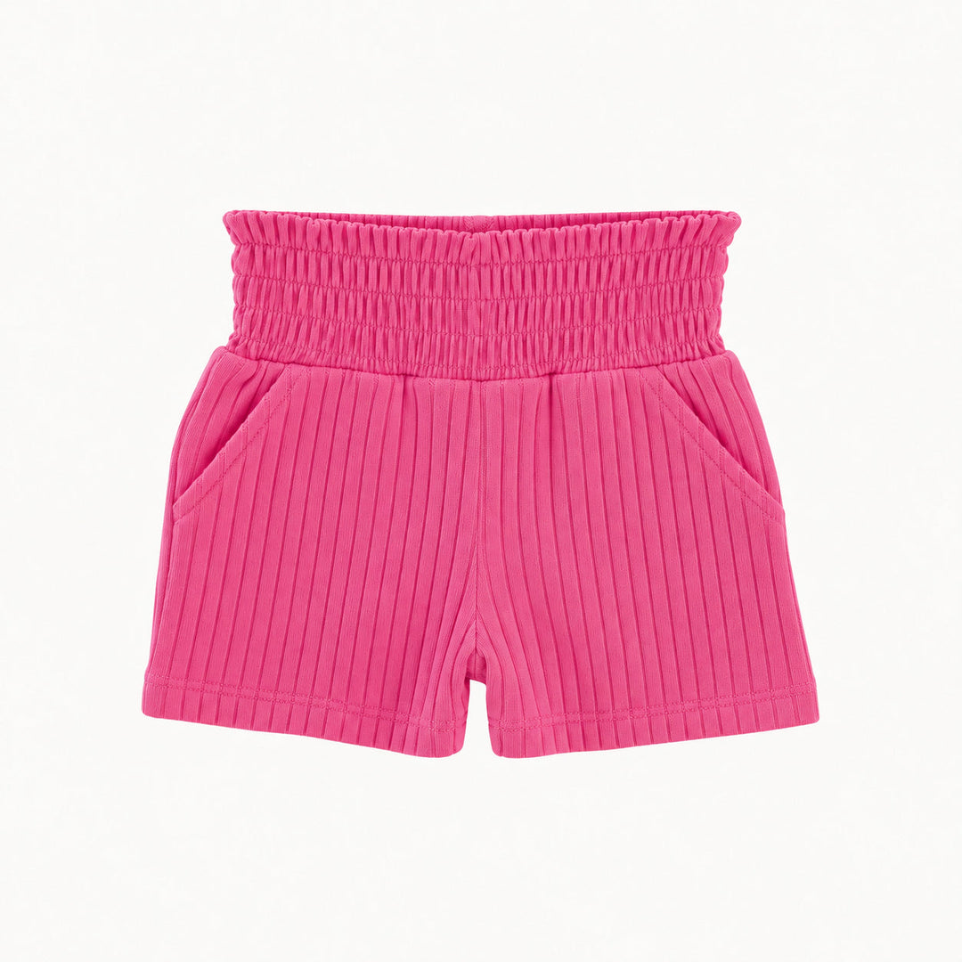 PREORDER smocked short | hibiscus | organic cotton wide rib
