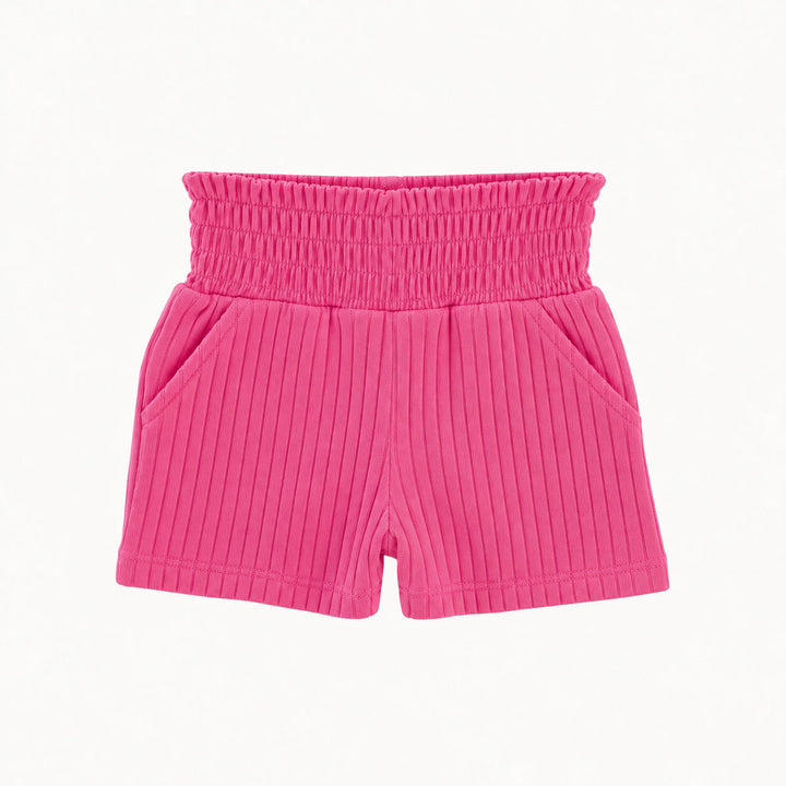 PREORDER smocked short | hibiscus | organic cotton wide rib