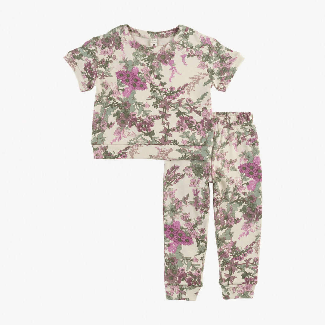 PREORDER short sleeve cuffed jogger set | violet queen annes lace | modal