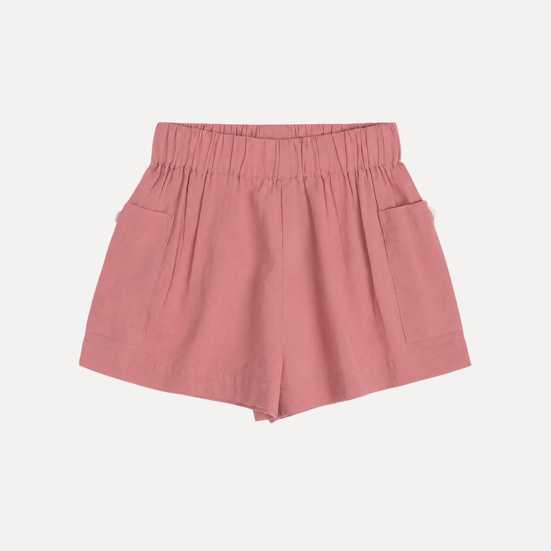 PREORDER gathered bubble pocket short | desert rose | organic cotton interlock