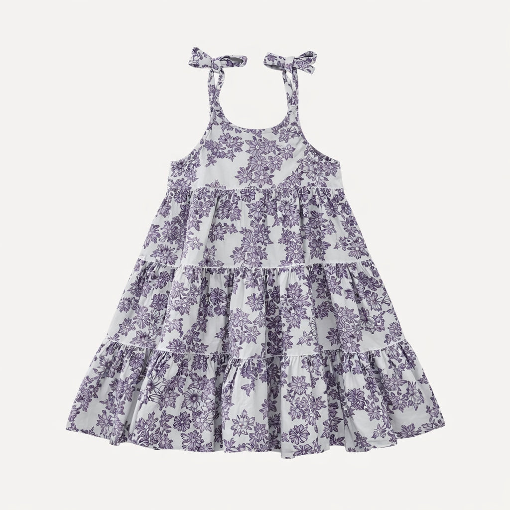 spaghetti tie prairie dress | lavender wildflower | organic cotton gauze
