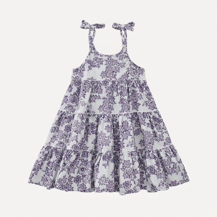 spaghetti tie prairie dress | lavender wildflower | organic cotton gauze