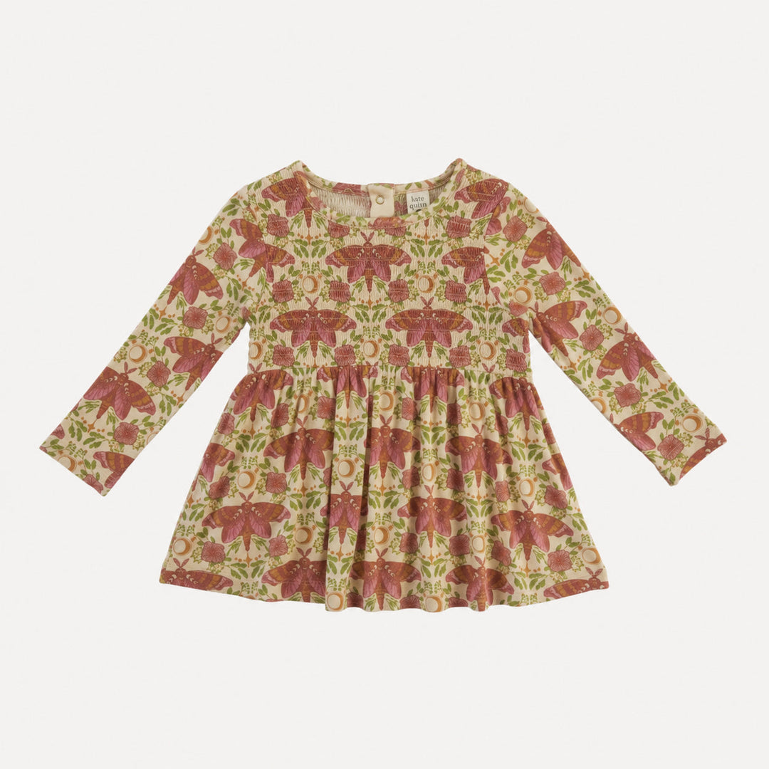 PREORDER long sleeve square neck smocked top | butterfly night | organic cotton interlock