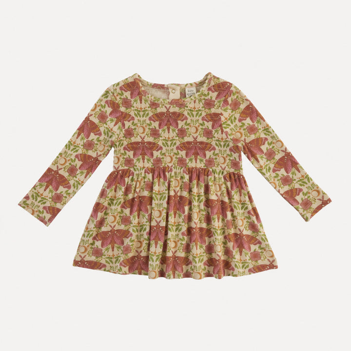 PREORDER long sleeve square neck smocked top | butterfly night | organic cotton interlock