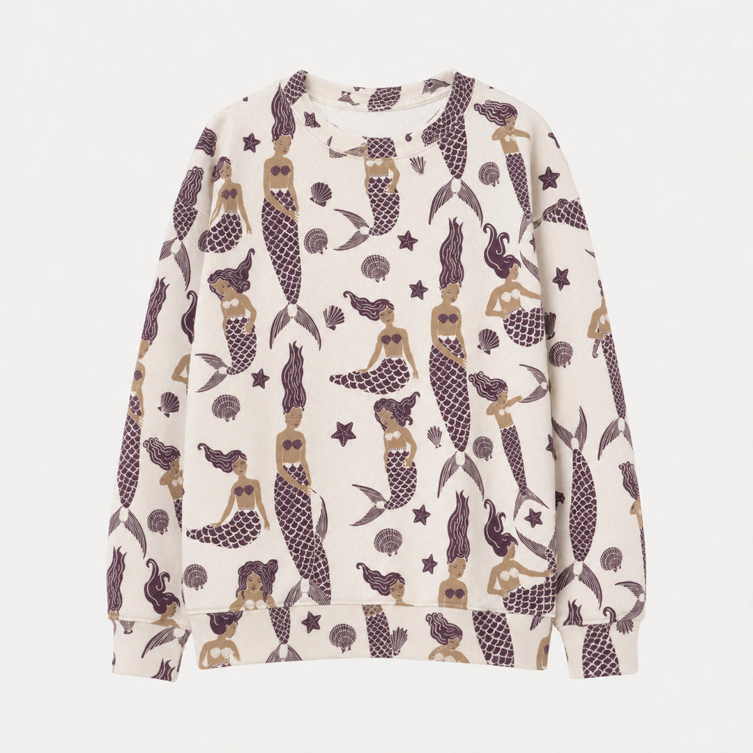PREORDER womens oversized sweatshirt | purple mermaids | organic cotton interlock